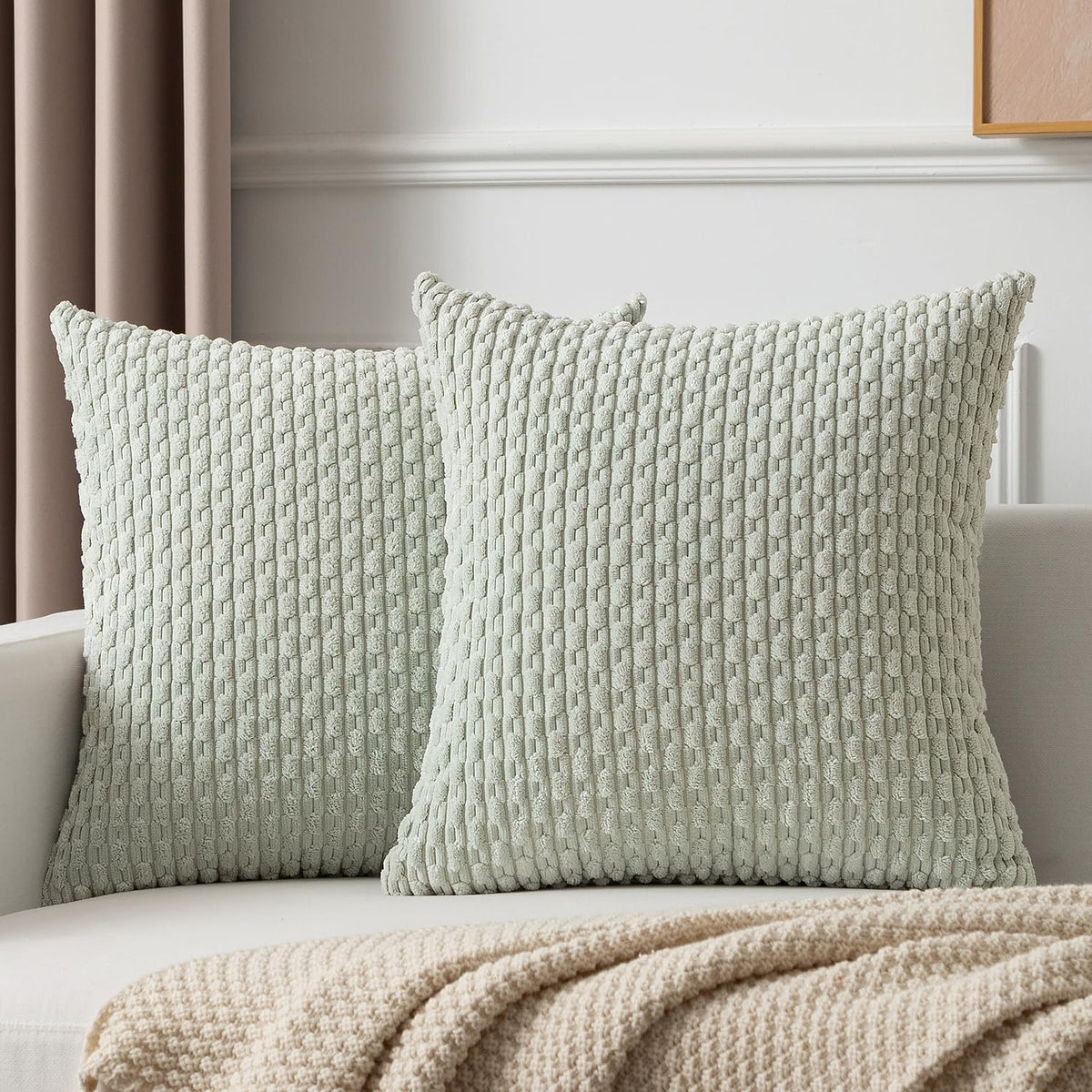 Kevin Textile Soft Corduroy 18x18 Inch Pillow Covers 2 Pack, Burnt Brick