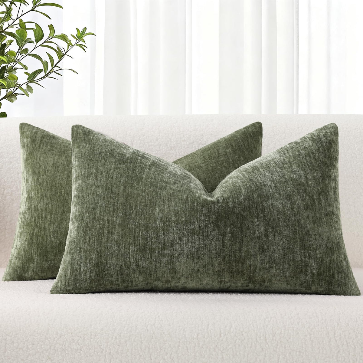 decorUhome Soft Chenille Blush Pink Throw Pillow Covers 18X18 Set of 2