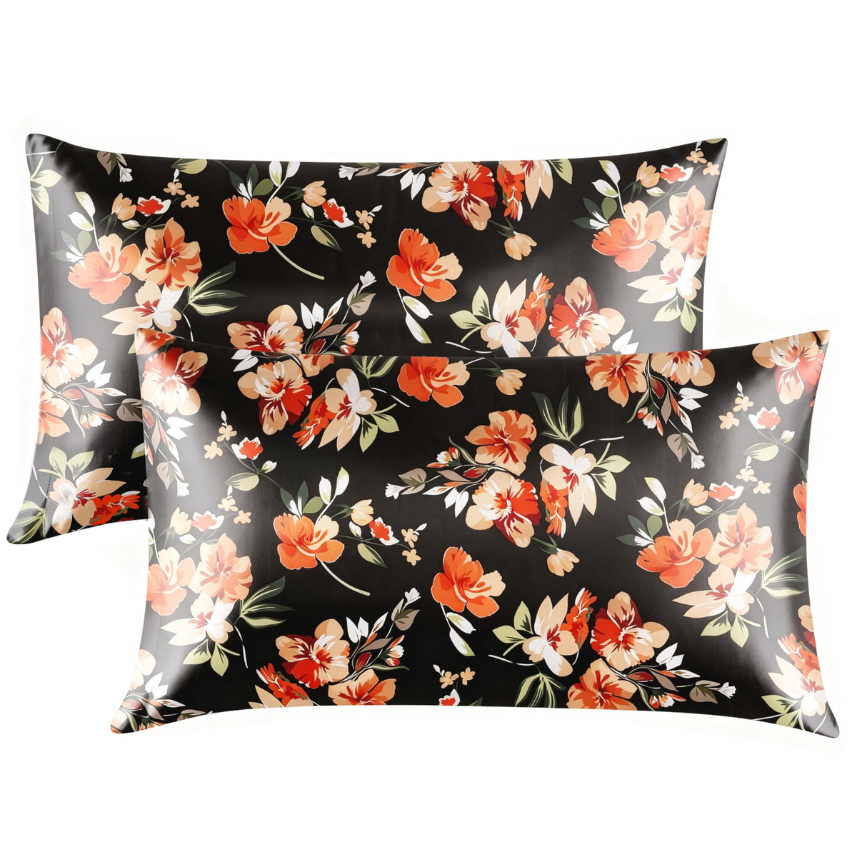EXQ Home Satin Pillowcase for Hair and Skin Queen - Printed Black Sun