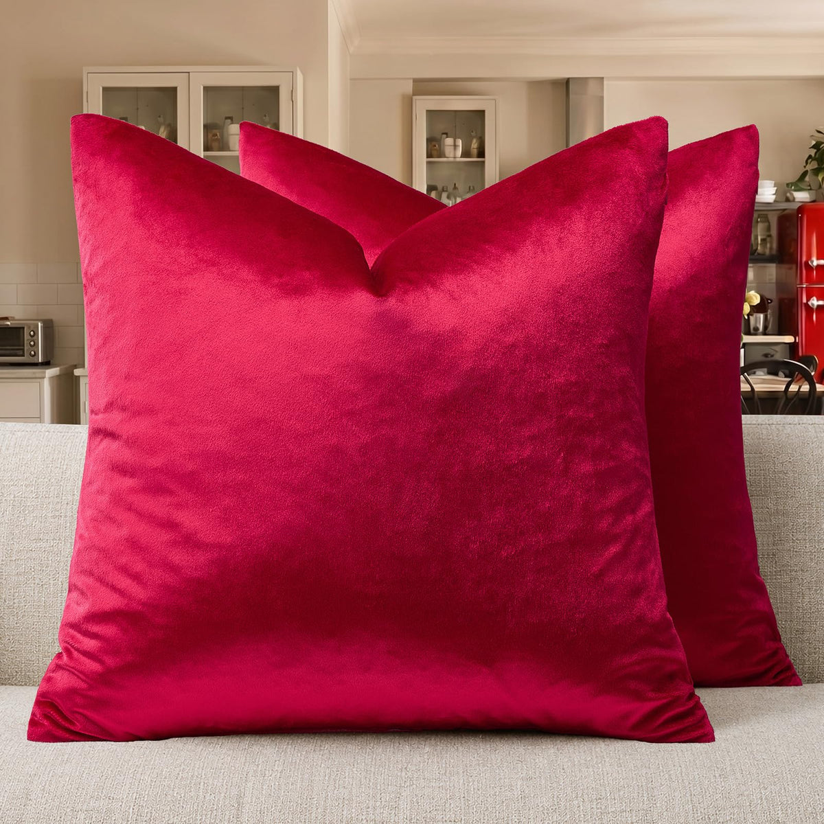 GIGIZAZA Hot Pink Velvet Pillow Covers 18x18 Decorative Pillows Pack of 2