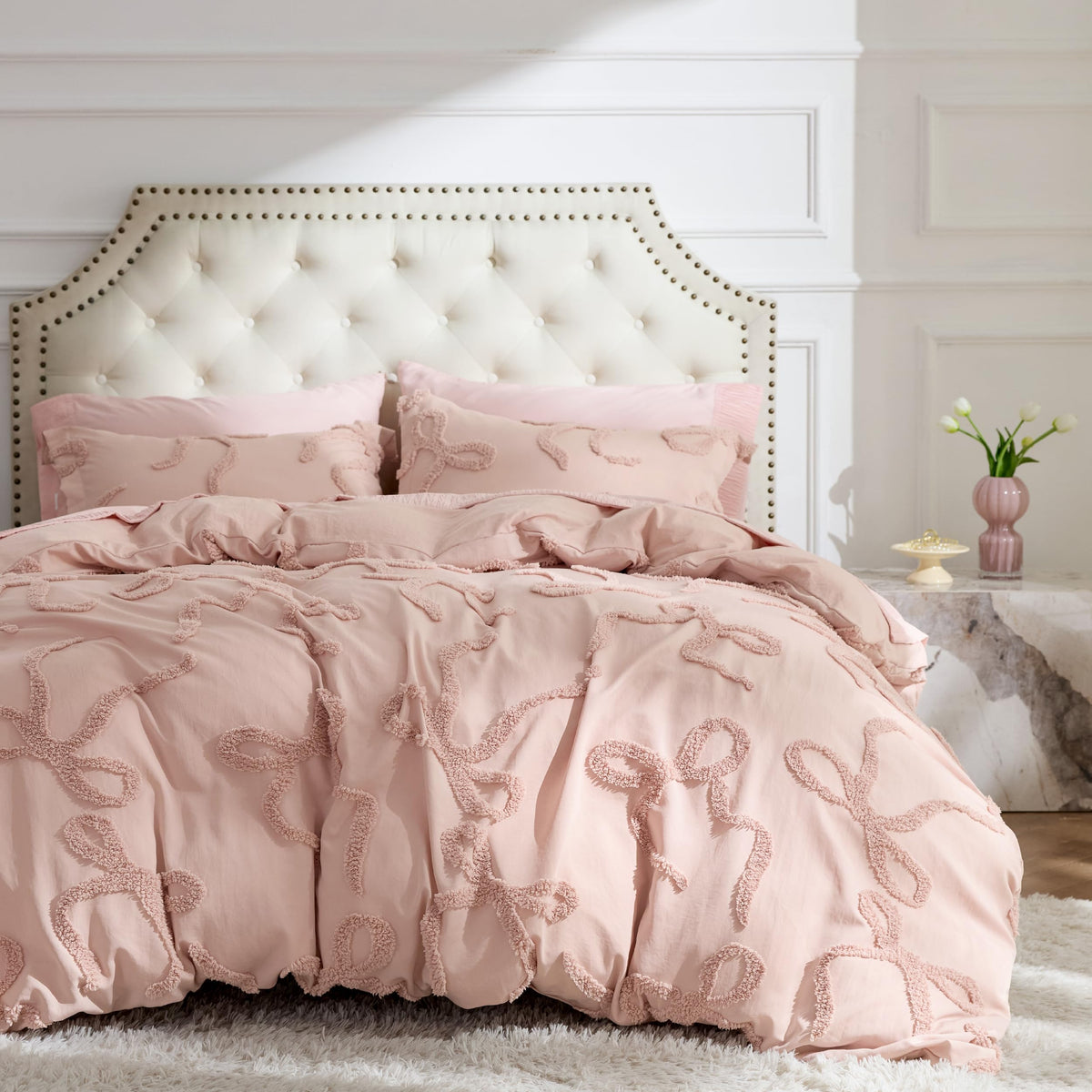 Bedsure White Boho Duvet Cover Queen, Soft Vintage Embroidery