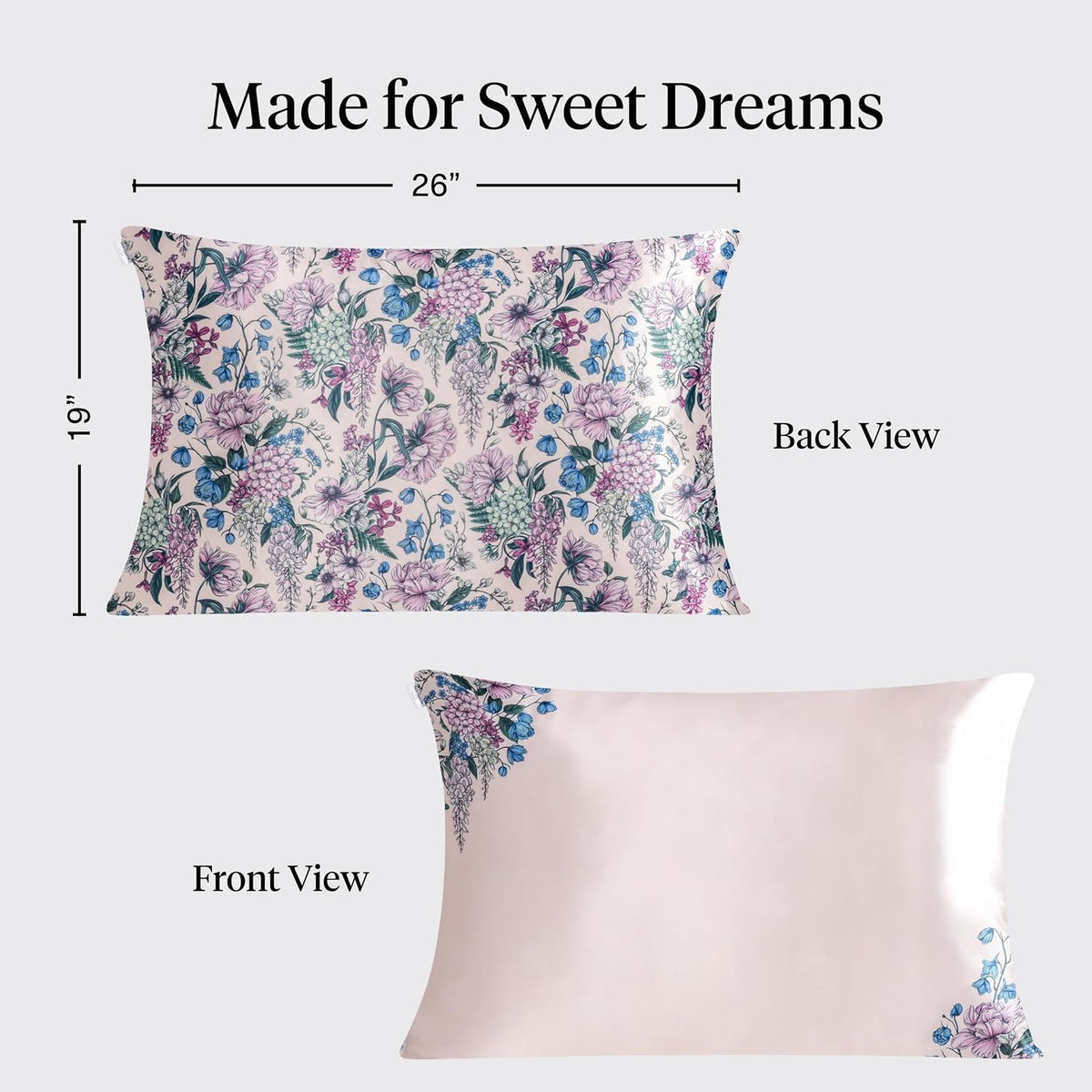 Bridgerton x Kitsch Satin Pillowcase W/Zipper - Size 19x26, Wisteria