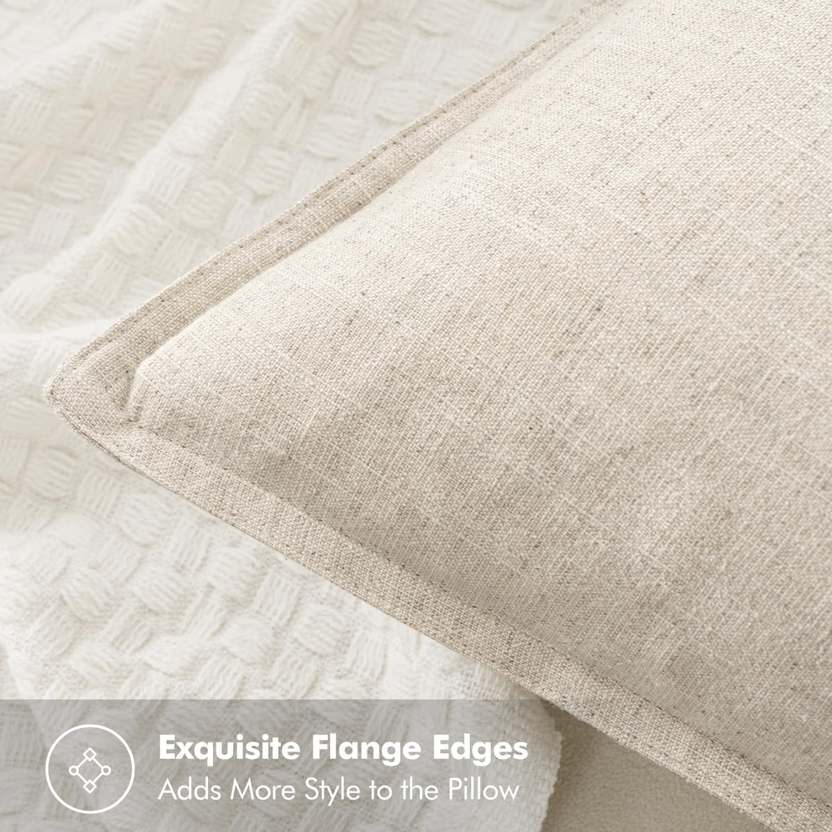 MIULEE Decorative Linen Pillow Covers 20x20 Inch Natural Beige