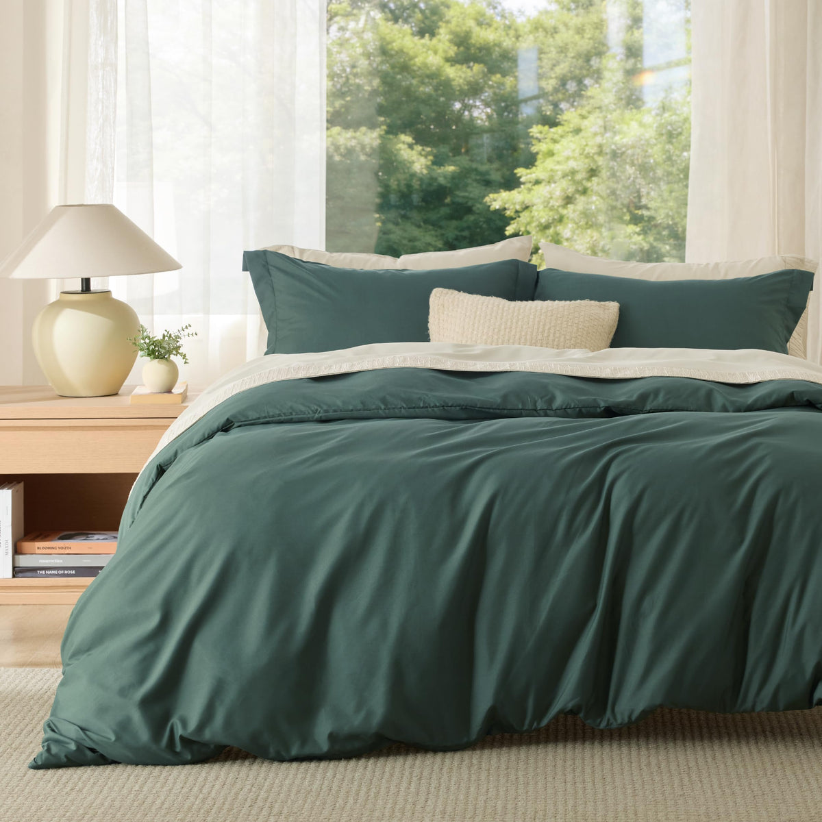Bedsure Duvet Cover Queen Size, 3Pcs Soft Double Brushed Bedding Set, Linen
