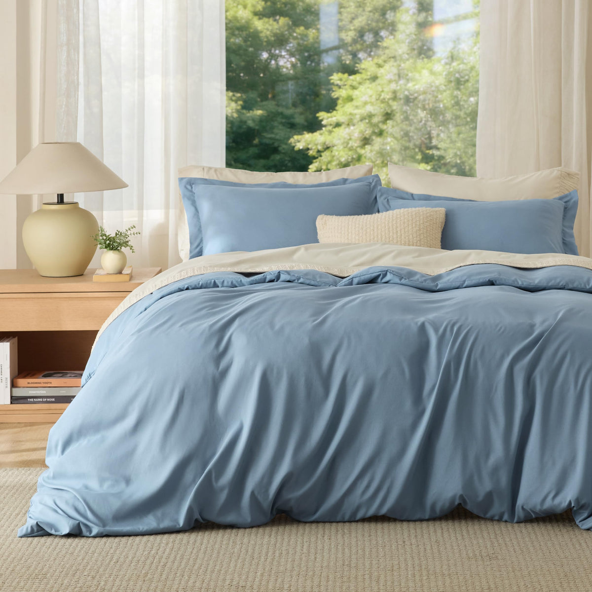 Bedsure Duvet Cover Queen Size, Double Brushed Bedding Set, Olive Green