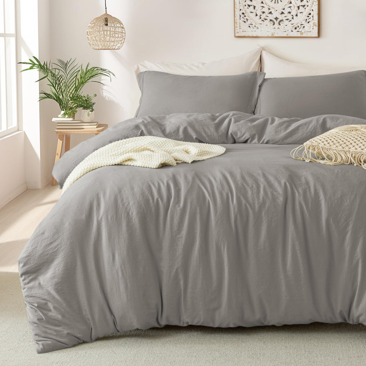 MILDLY Duvet Cover King Ultra Soft Comforter Cover Set 3pcs, Mist Sage