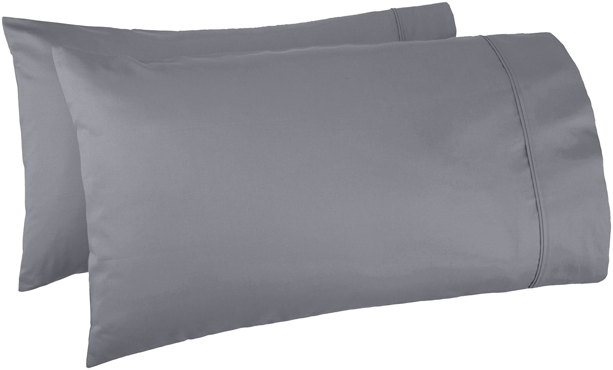 Amazon Basics 400 Thread Count Soft 100% Cotton Pillow Cases, Wrinkle Resistant, Sateen Weave, King Size, 40" x 20", Machine Washable, White, Set of 2, Pillows Not Included