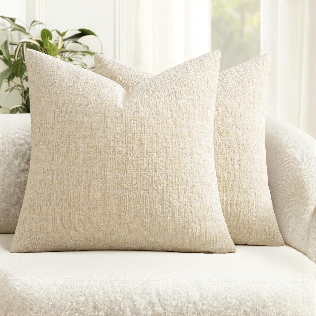 MIULEE Couch Pillow Covers Textured Chenille Home Decor 18x18 Navy Blue