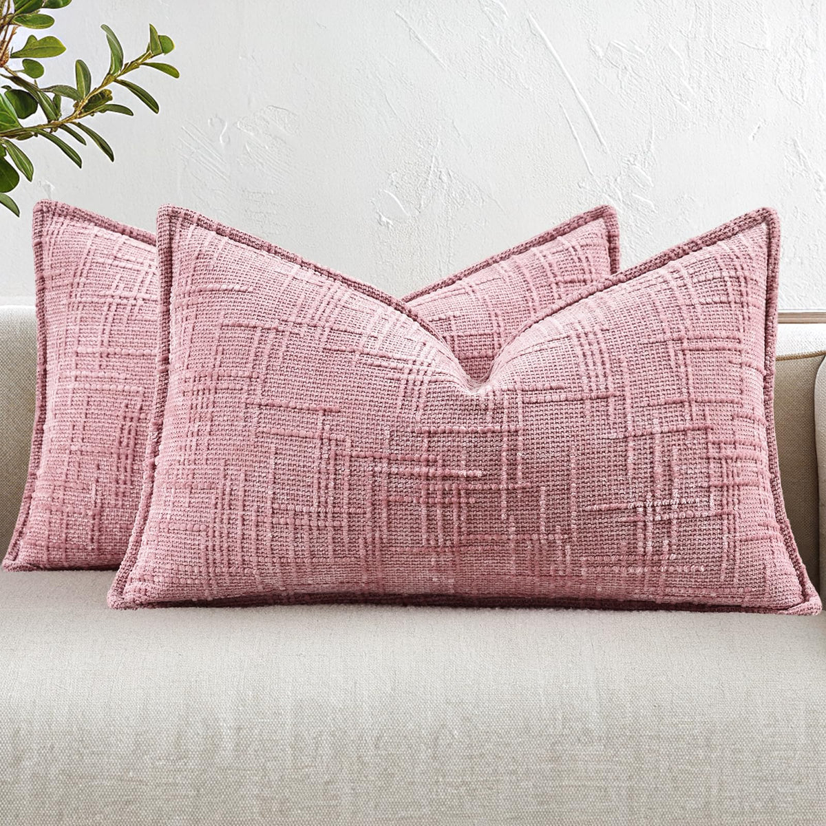 decorUhome Chenille Decorative Throw Pillow Covers 18x18 Set of 2, Navy