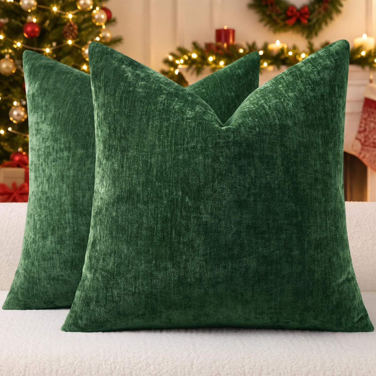 decorUhome Soft Chenille Blush Pink Throw Pillow Covers 18X18 Set of 2