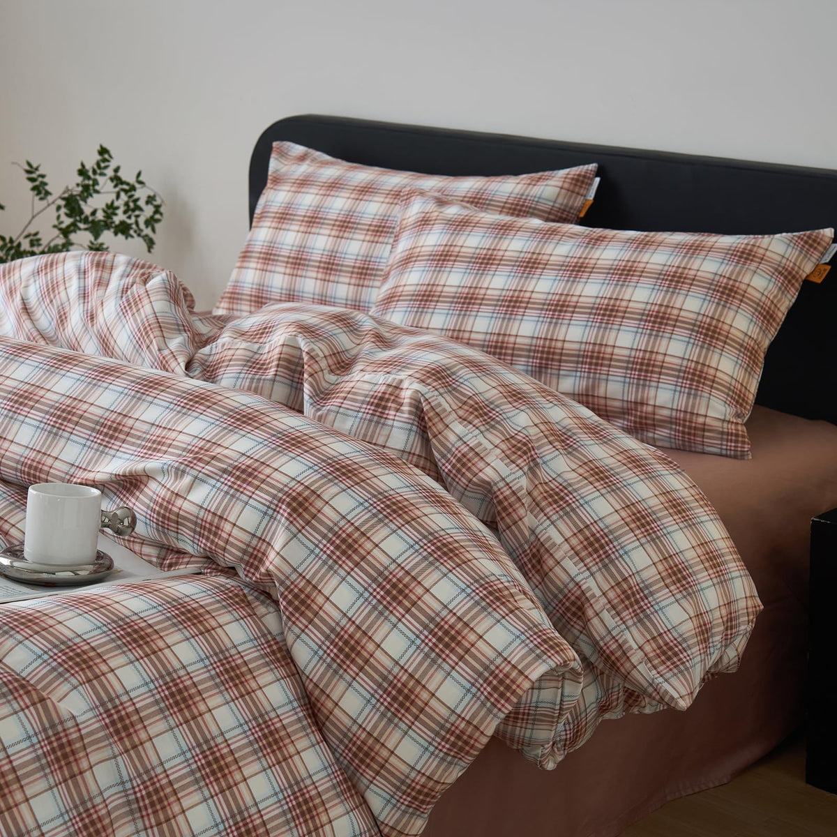 EAVD Retro Striped Duvet Cover Queen Soft 100% Washed Cotton Green Purple