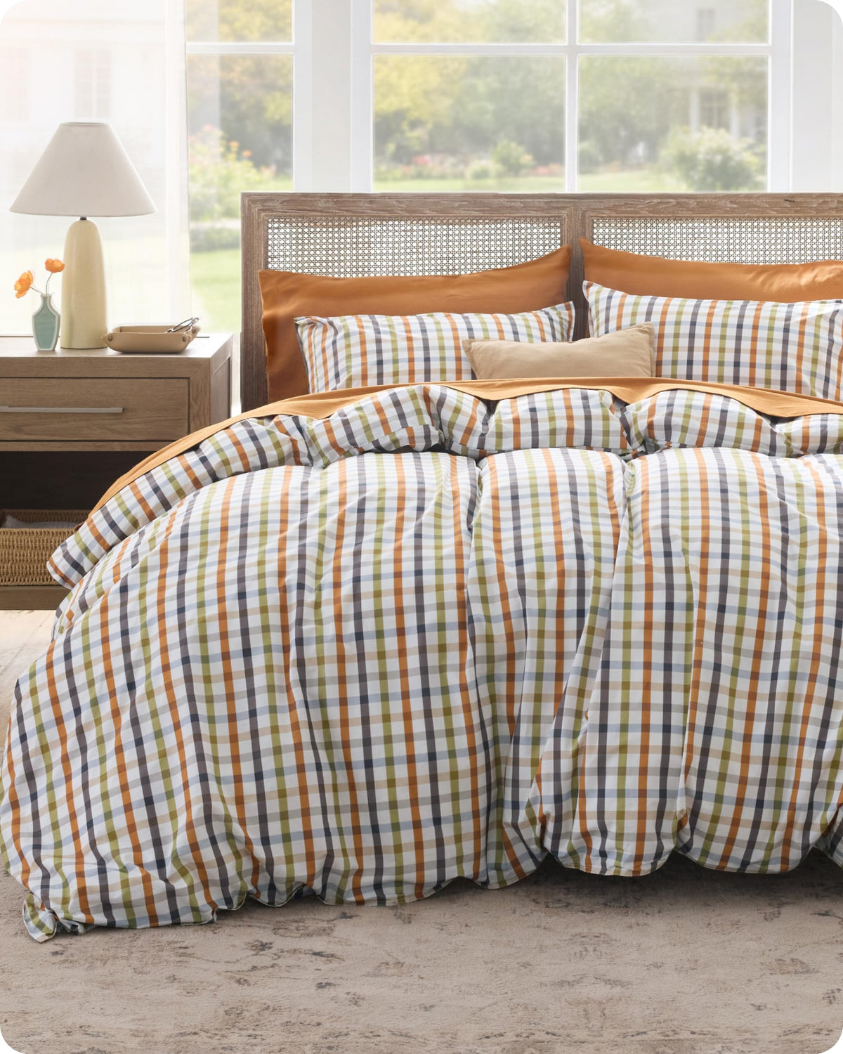 Bedsure PureWoven 100% Cotton Floral Duvet Cover Set, Queen, Green Garden