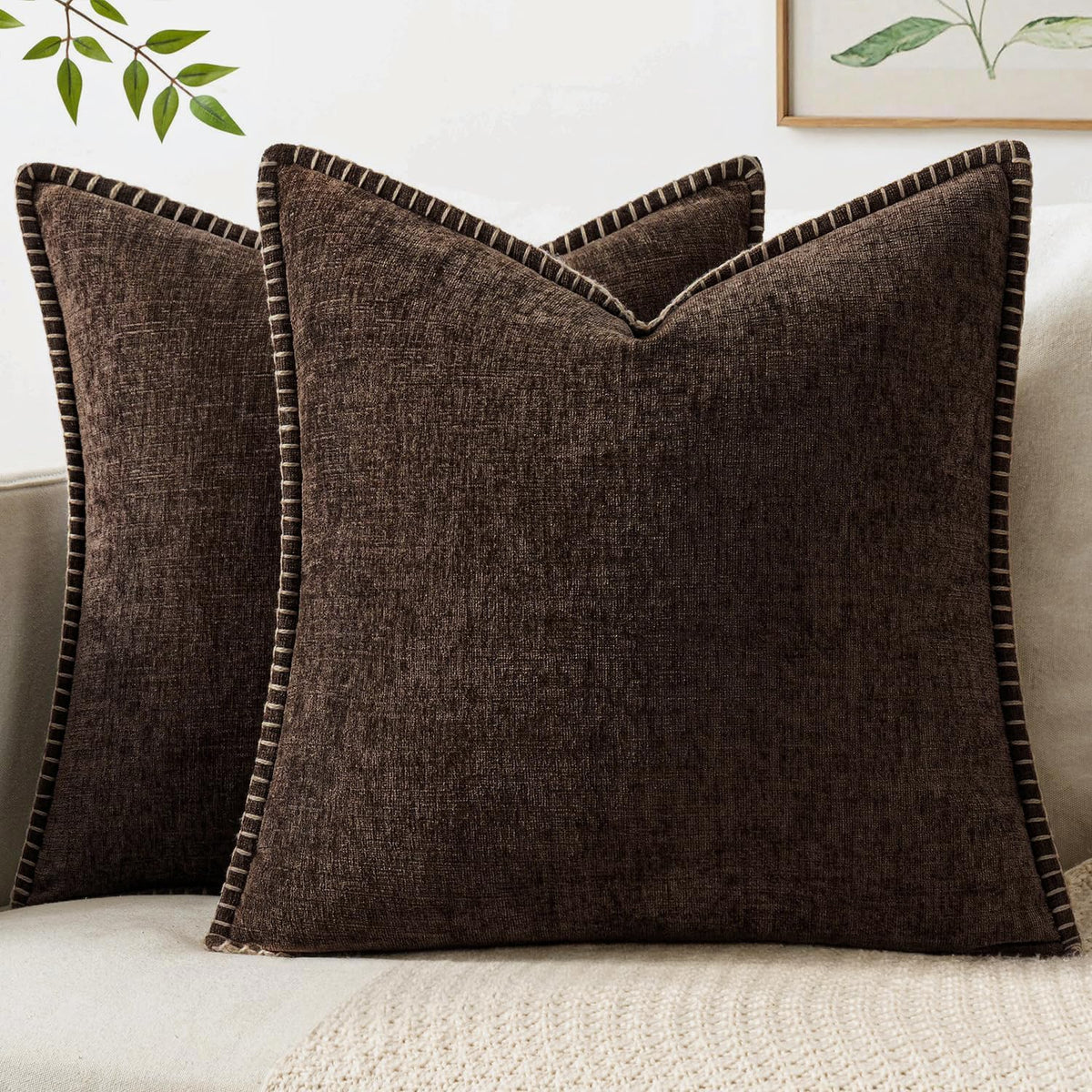 MIULEE Decorative Couch Throw Pillow Covers 18x18 Inch Navy 2 Pack