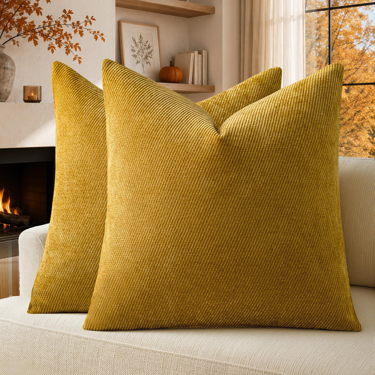 a moment Fall Decorative Throw Pillow Covers Pack of 2,12x20 Inch Rust