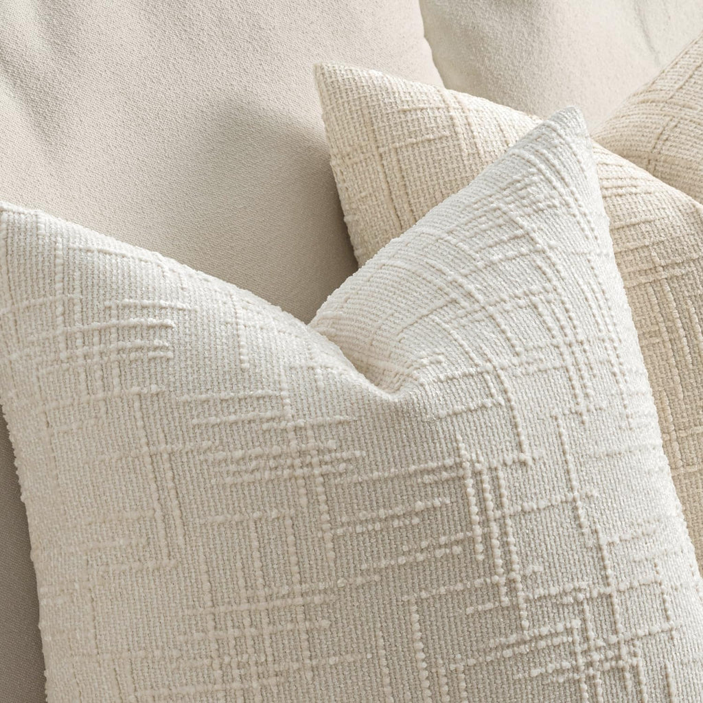 MIULEE Chenille Textured Throw Pillow Covers Cream White 20x20 Set of 2