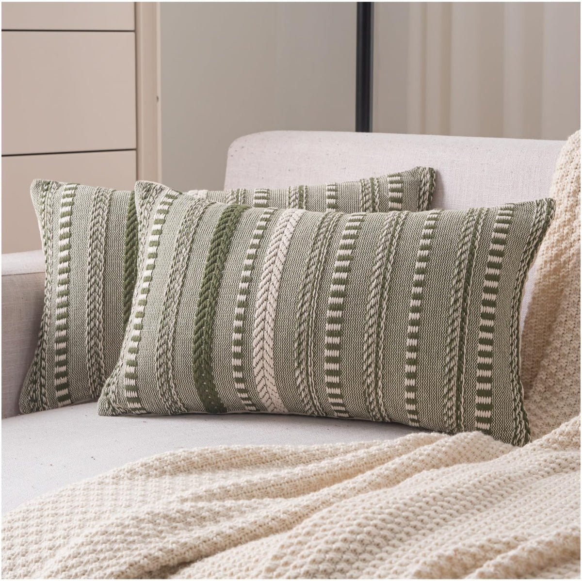 Cethom Boho Throw Pillow Covers 18x18 Inch Set of 2, Farmhouse Decorative Couch Pillow Cases, Black Accent Pillows of Bed, Sofa Bedroom Living Room Home Decor Cushion Cover