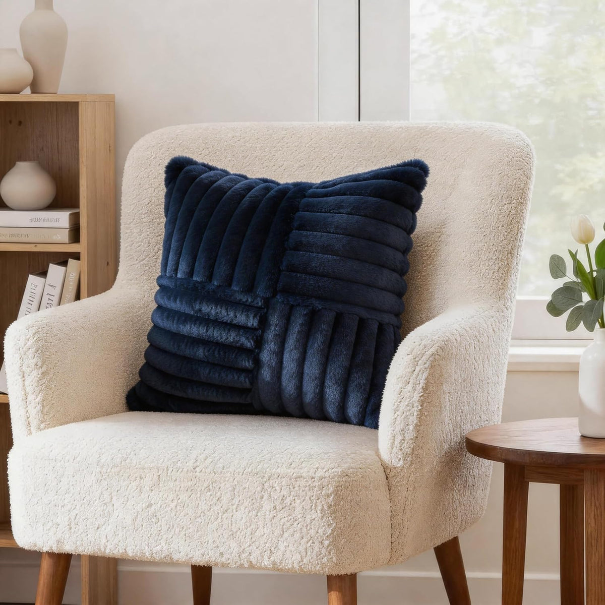 All Smiles Navy Blue Decorative Throw Pillow Covers 18x18 Set of 2