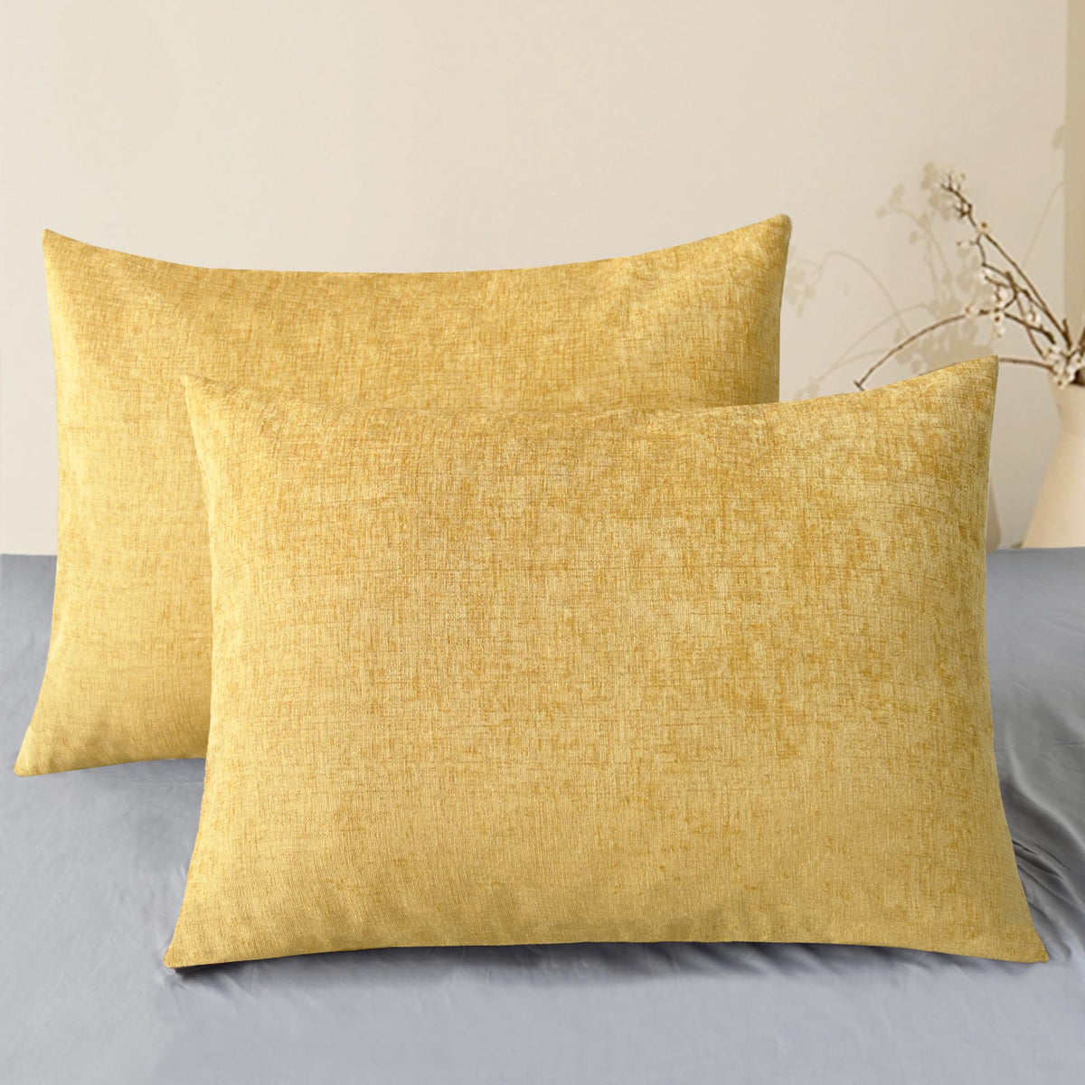 CaliTime Decorative Couch Throw Pillow Covers 18 X 18 Inches Navy Blue