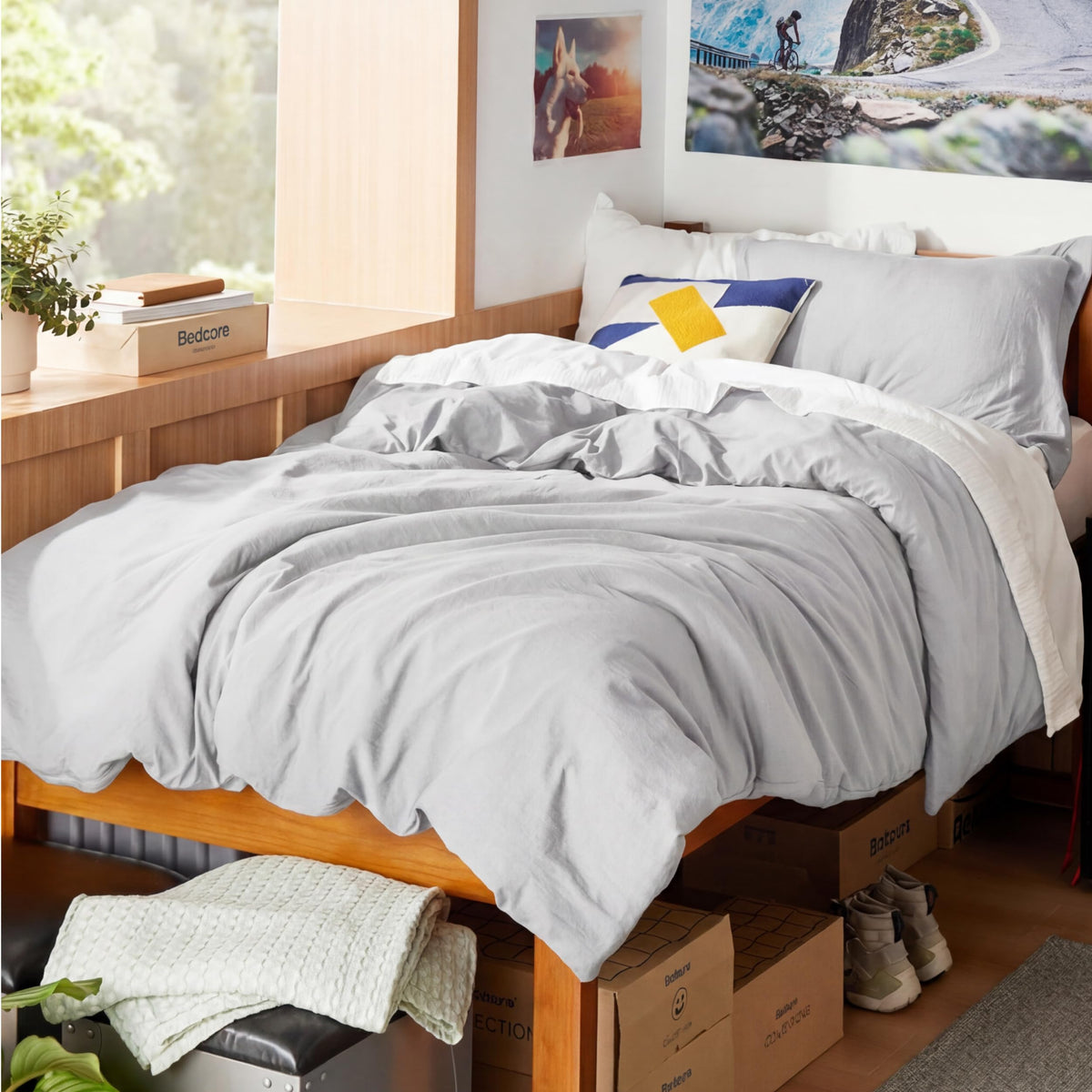 Bedsure Prewashed Duvet Cover Queen, Cotton-Like Soft Bedding Set, Linen