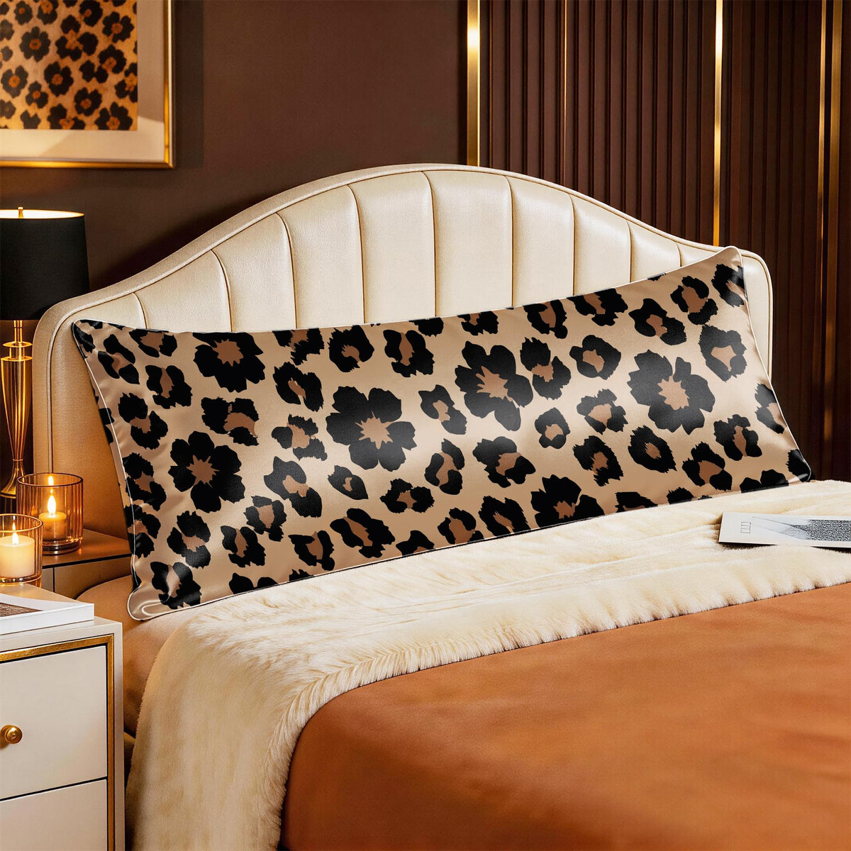 EXQ Home Satin Pillowcase for Hair and Skin Queen - Printed Black Sun