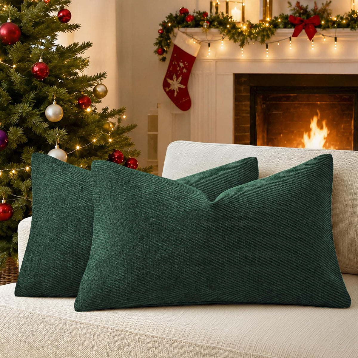 a moment Fall Decorative Throw Pillow Covers Pack of 2,12x20 Inch Rust