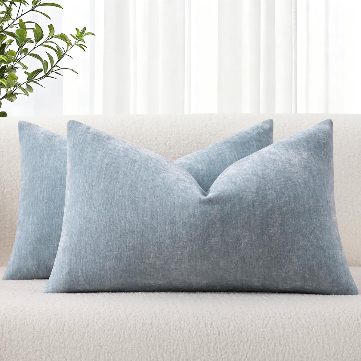 decorUhome Soft Chenille Blush Pink Throw Pillow Covers 18X18 Set of 2