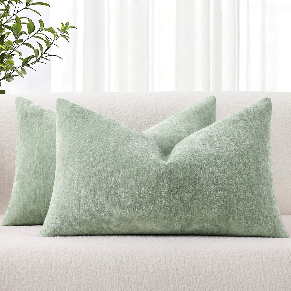 decorUhome Soft Chenille Blush Pink Throw Pillow Covers 18X18 Set of 2