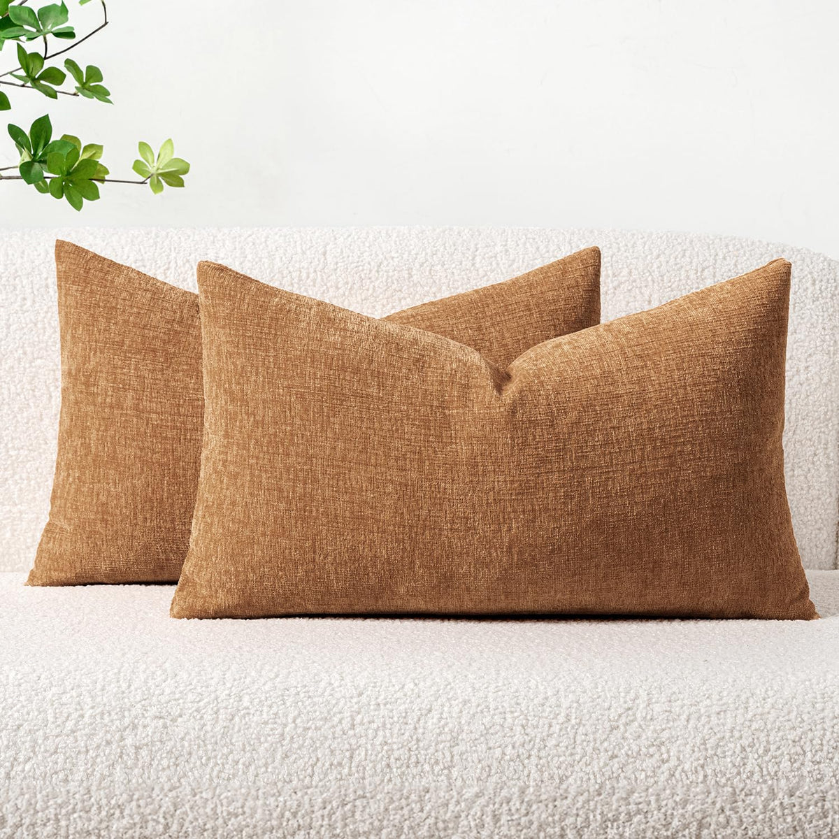 MIULEE Soft Chenille Throw Pillow Covers Sage Green 18x18 Inch Pack of 2