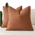 Foindtower Decorative Textured Boucle Throw Pillow Covers 18x18 Inch,Ivory