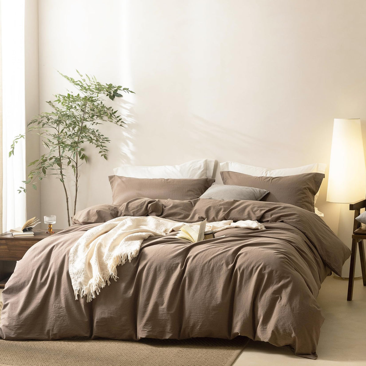 BDEAR 3Pcs Olive Green Duvet Cover Set Queen Size 90" L x 90" W,Oeko TEX