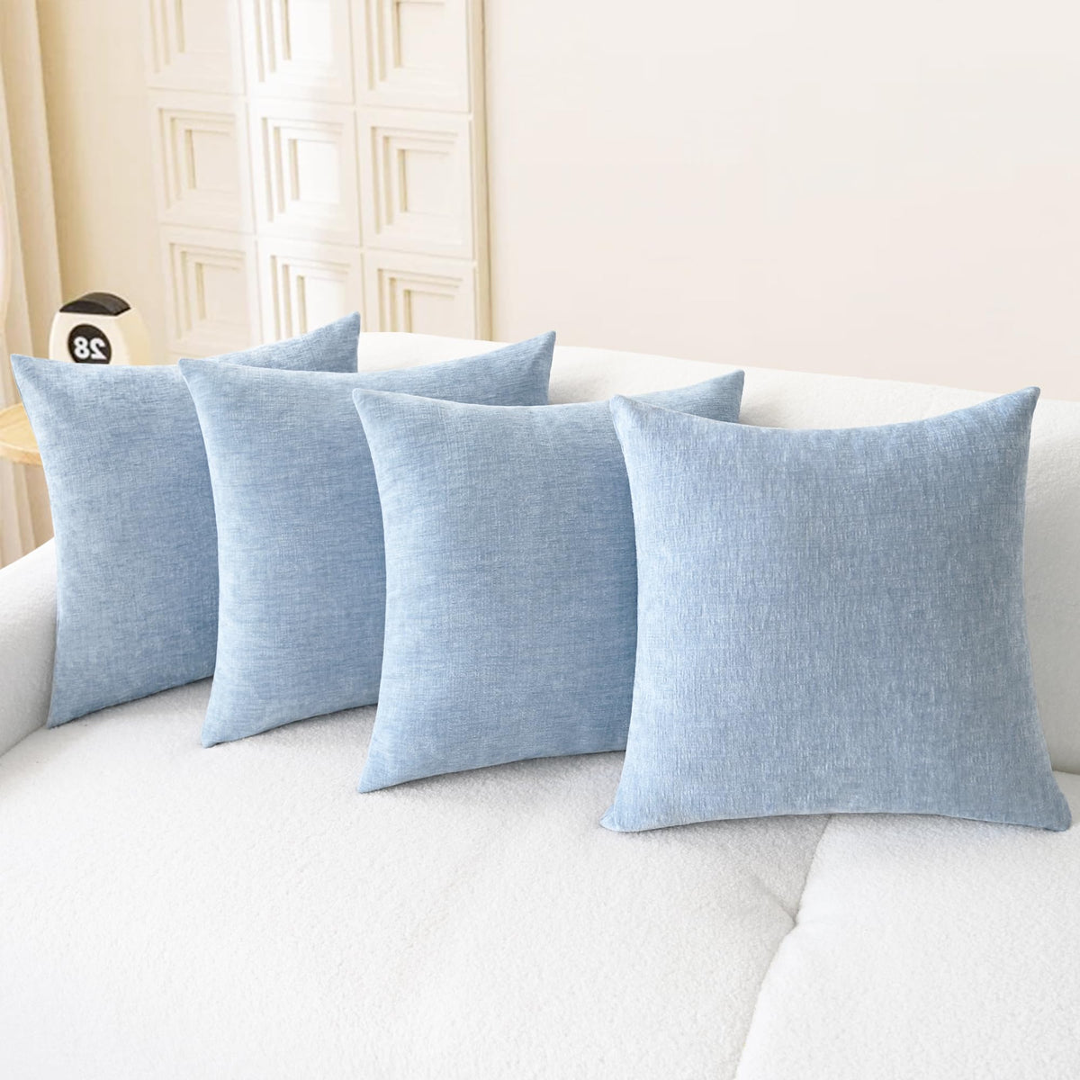 CaliTime Decorative Couch Throw Pillow Covers 18 X 18 Inches Navy Blue
