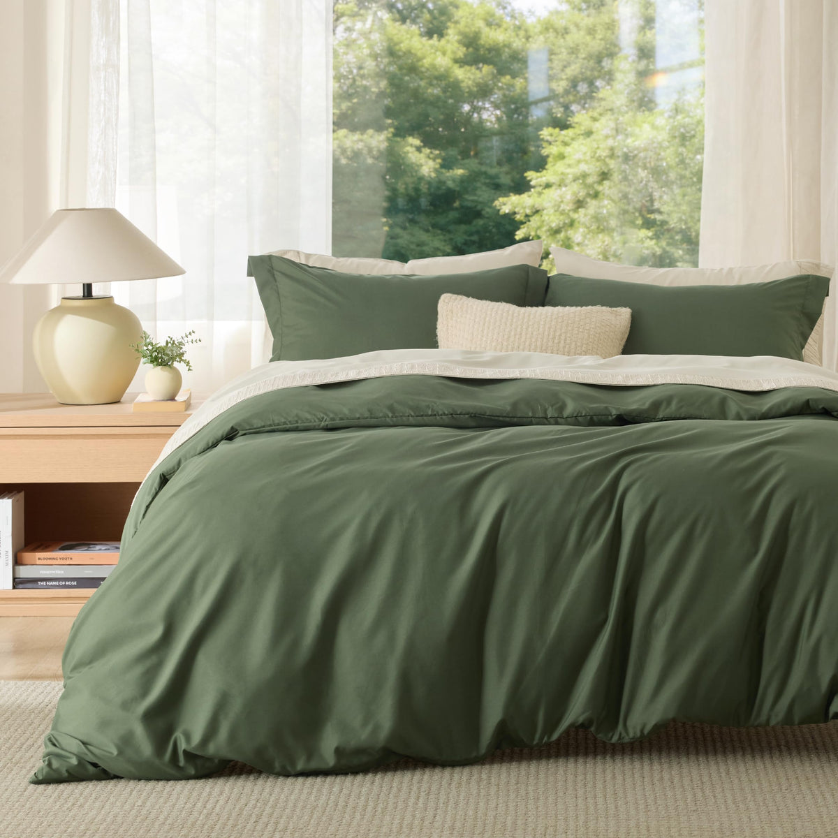 Bedsure Duvet Cover Queen Size, 3Pcs Soft Double Brushed Bedding Set, Linen
