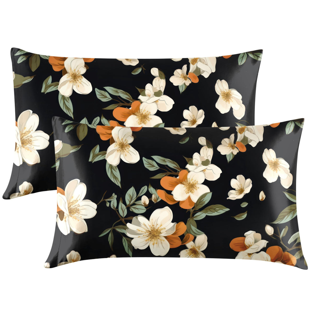 EXQ Home Satin Pillowcase for Hair and Skin Queen - Printed Black Sun