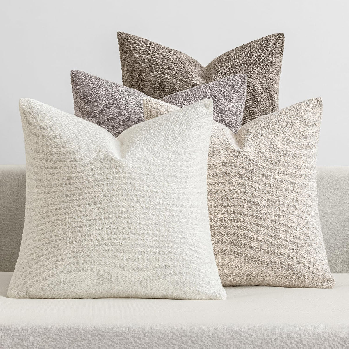 MIULEE Fall Decorative Boucle Throw Pillow Covers 18x18 Brown Set of 4