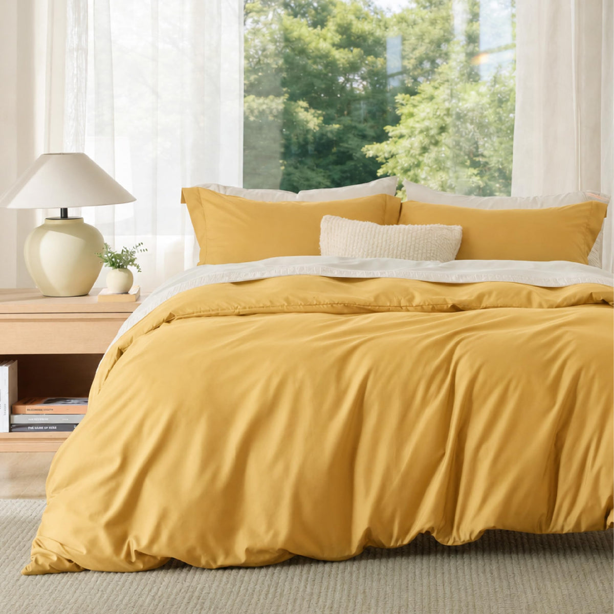 Bedsure Duvet Cover Queen Size, Double Brushed Bedding Set, Olive Green