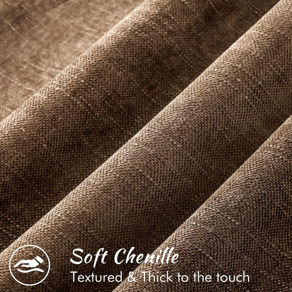 decorUhome Chenille Decorative Throw Pillow Covers 18x18 Set of 2, Brown