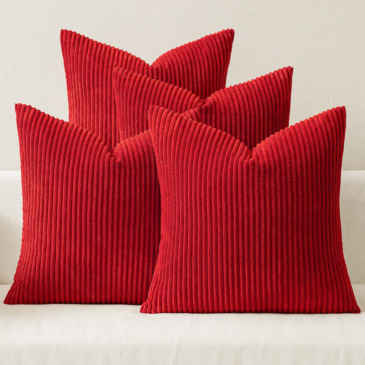 MIULEE Fall Corduroy Decorative Throw Pillow Covers Rust-Olive Green 18x18
