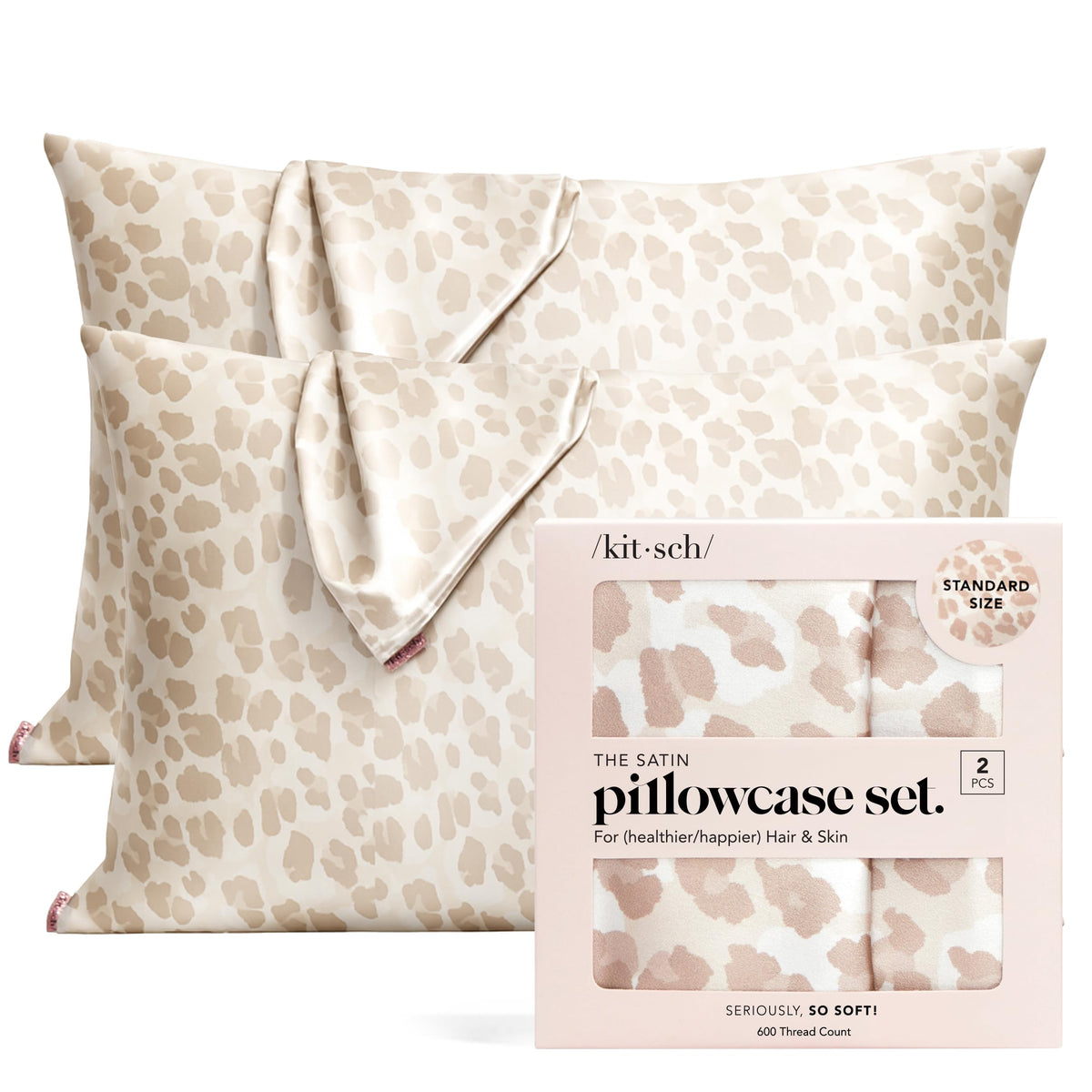 Kitsch Satin Pillowcase with Zipper - Standard Size, Ivory