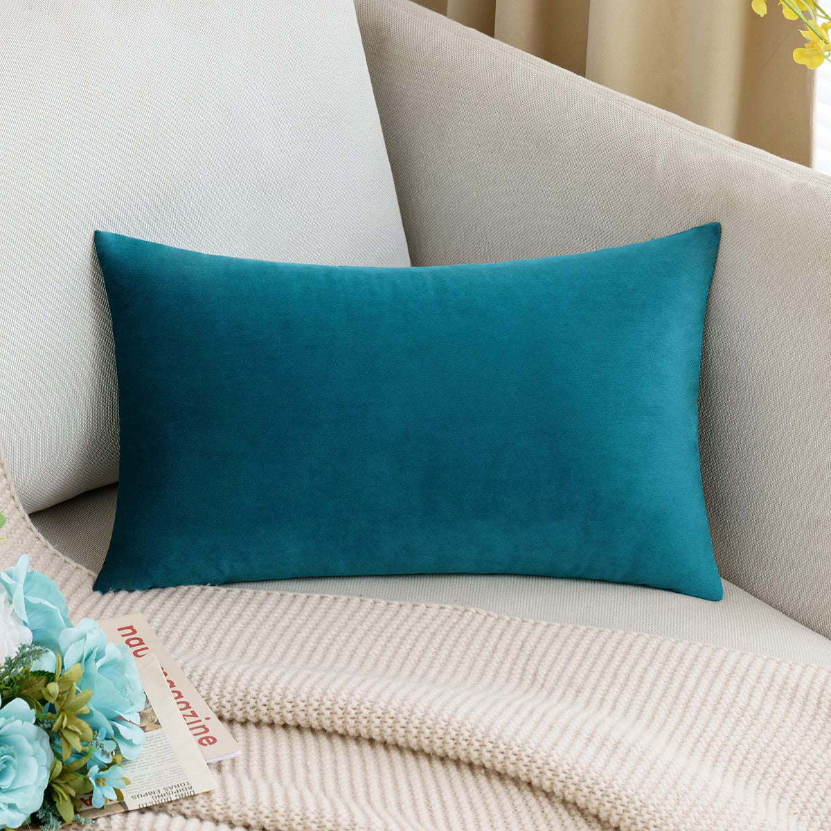 MIULEE Velvet Pillow Cover Soft Luxury Decorative Throw Pillow Cover Single Rectangle Cushion Case for Spring Couch Sofa Bedroom Car Decor,12x20 Inch Sage Green