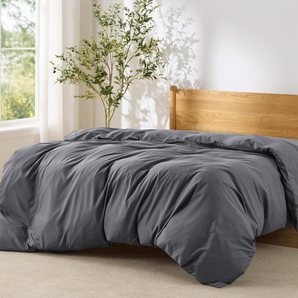 Bedsure Duvet Cover Queen Size, 3Pcs Soft Double Brushed Bedding Set, Linen