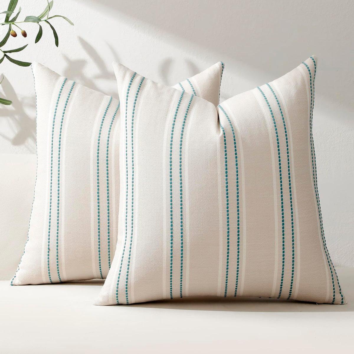 Hckot Navy Blue Throw Pillow Covers 20x20 Set of 2 Striped Pillow Covers