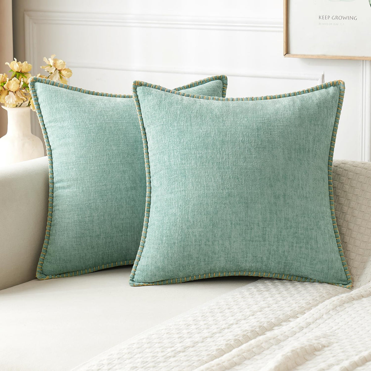 MIULEE Decorative Couch Throw Pillow Covers 18x18 Inch Navy 2 Pack