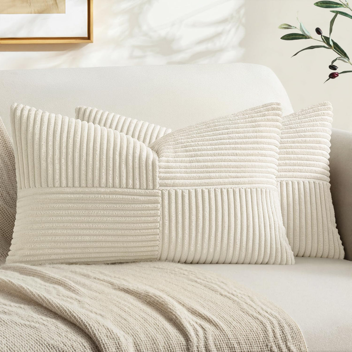 MIULEE Black Decorative Throw Pillow Covers for Couch 18x18 Inch