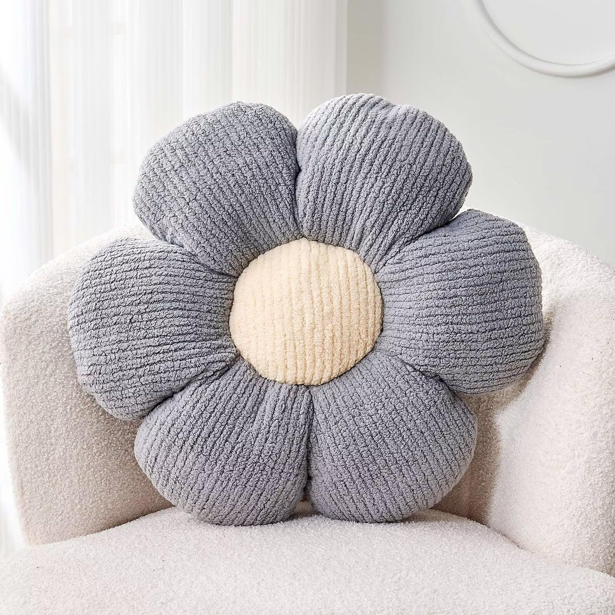 Kcvvcr Flower Throw Pillow, Soft Sage Green 14.9" Shaped Floor Pillow for Home Decor, Cute Aesthetic Plush Decorative Pillows for Bed, Sofa, Couch