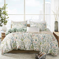 King Size Duvet Cover Set Floral Luxury Soft Brushed Microfiber Crinkle Gauze Fabric 3 Pieces Bedding Set Flower Pattern Duvet Cover King with Zipper Closure Breathable Comfy