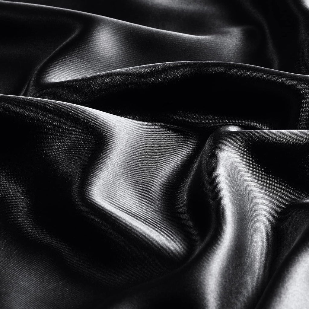 BEDELITE Zipper Satin Pillowcases, Standard Size 20"x26", Black, Set of 2