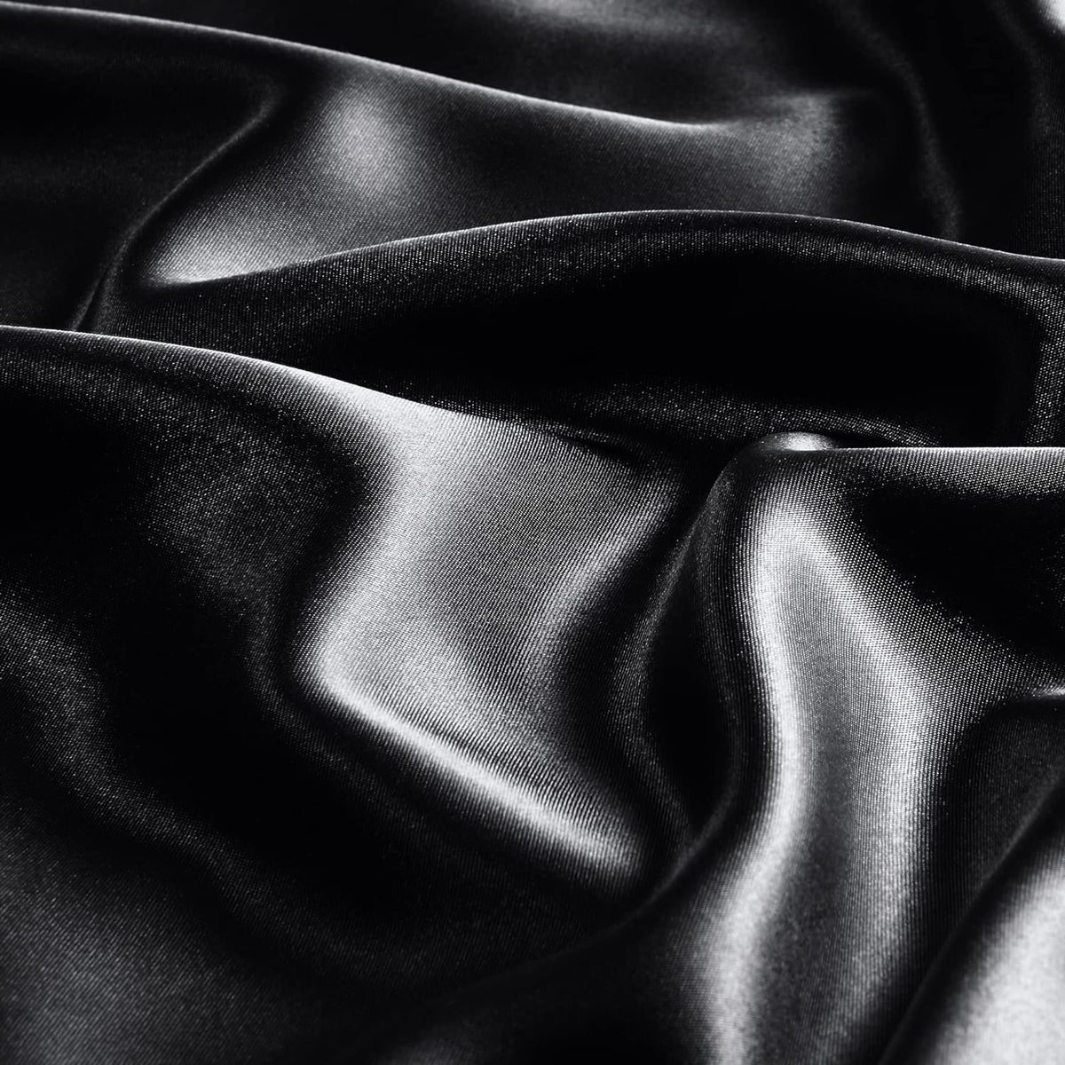 BEDELITE Zipper Satin Pillowcases, Standard Size 20"x26", Black, Set of 2