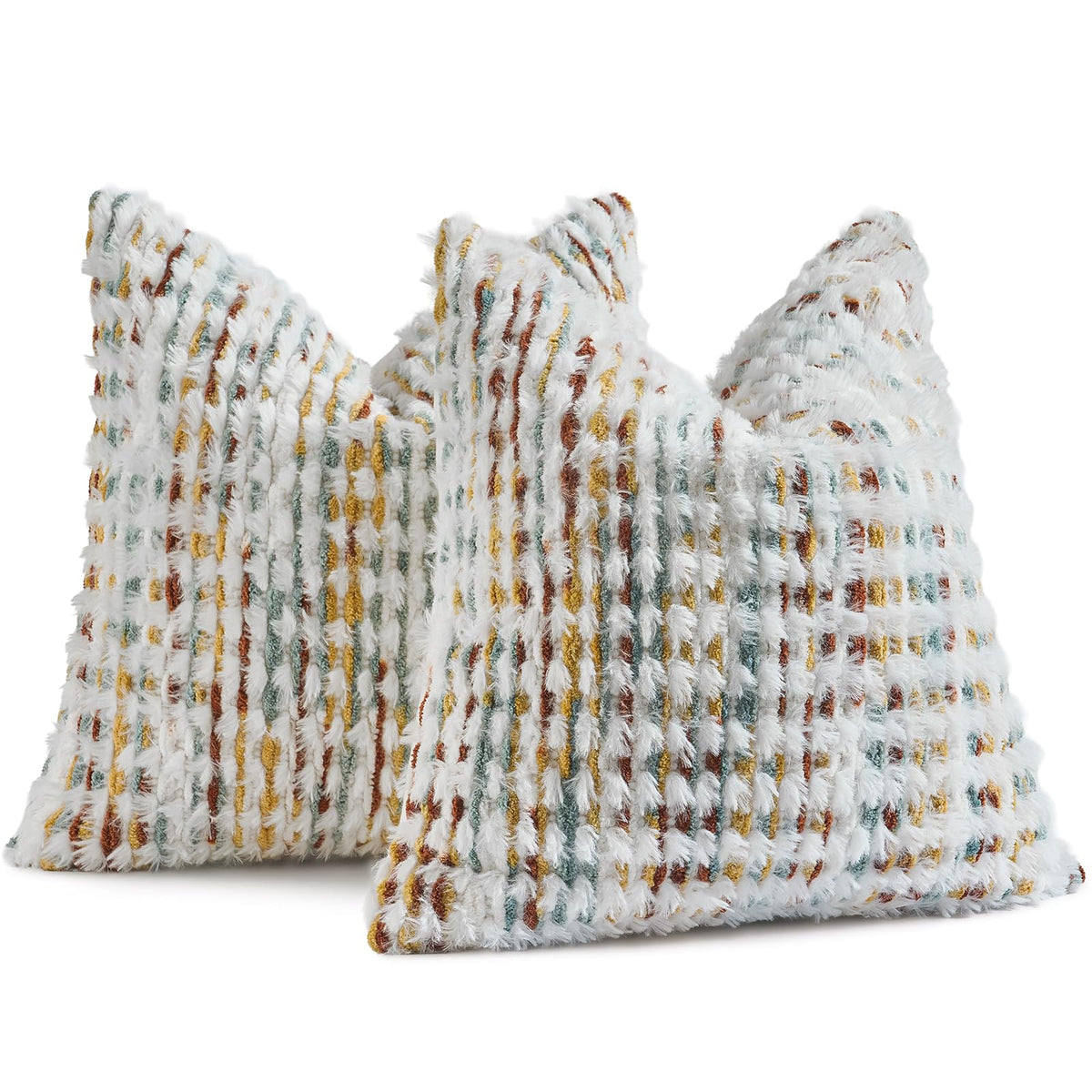 AmHoo Set of 2 Boho Chenille Pillow Cover,18 x 18-Inch Brown