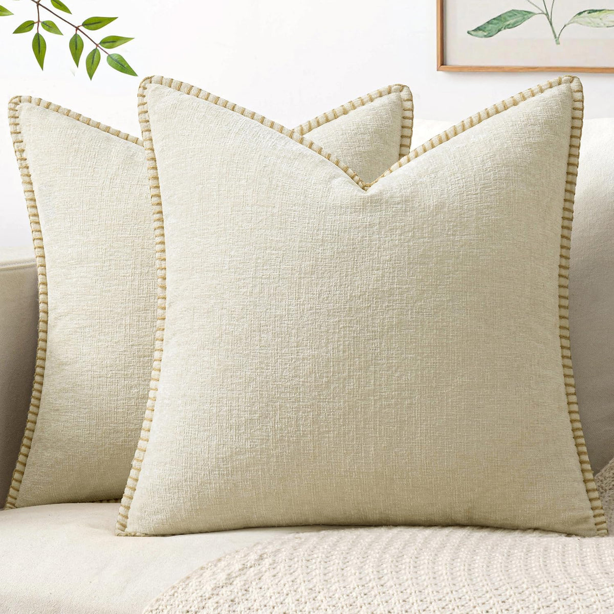 MIULEE Decorative Couch Throw Pillow Covers 18x18 Inch Navy 2 Pack