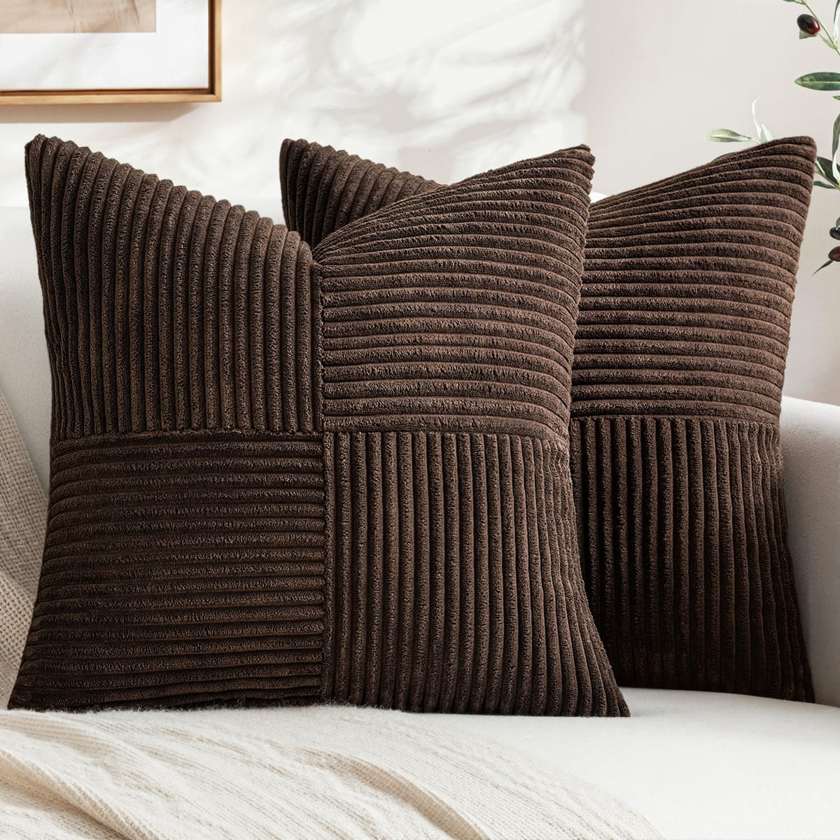 MIULEE Black Decorative Throw Pillow Covers for Couch 18x18 Inch